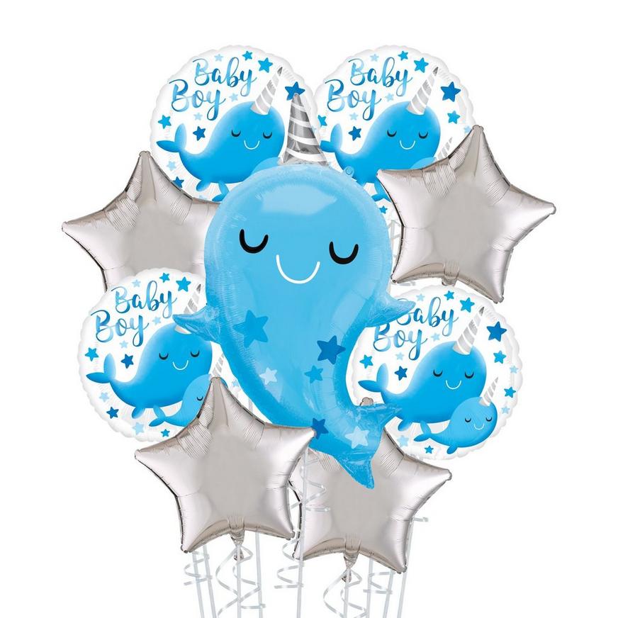 Narwhal Baby Boy Deluxe Balloon Bouquet, 9pc