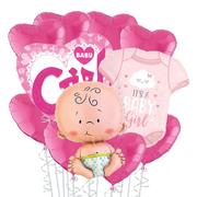 Baby Girl Heart Deluxe Balloon Bouquet, 11pc