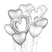 Silver Heart Deluxe Balloon Bouquet, 7pc