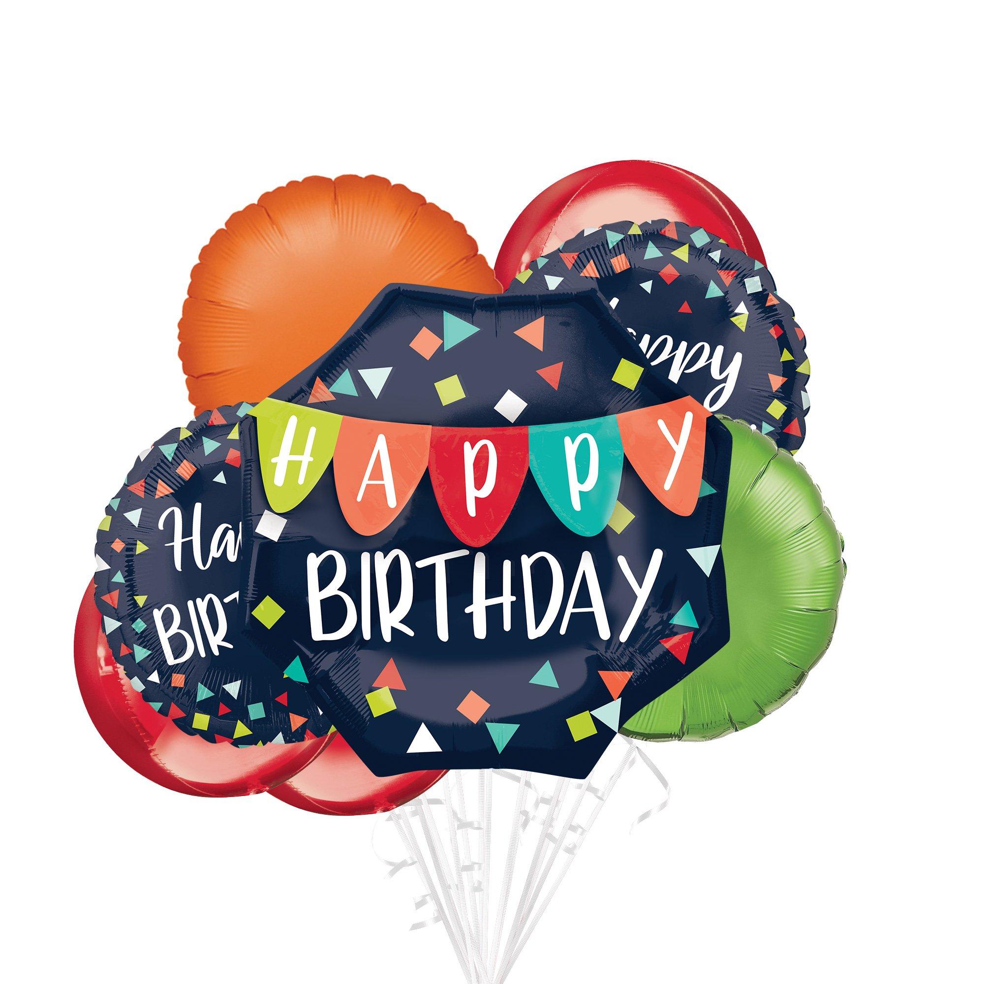 A Reason to Celebrate Happy Birthday Deluxe Balloon Bouquet, 7pc