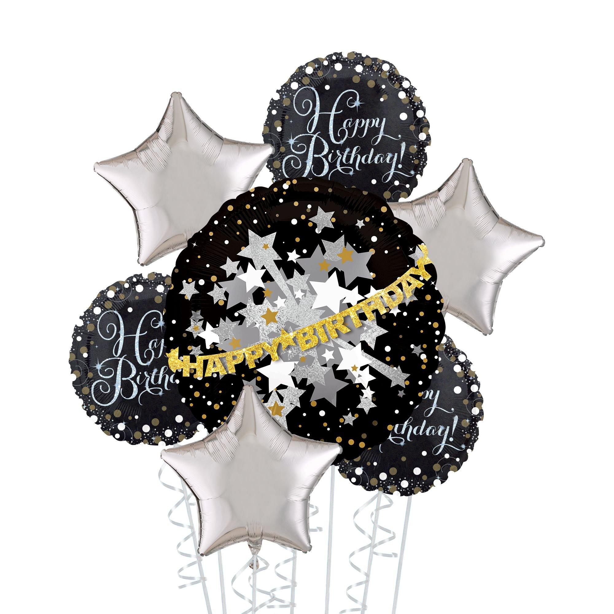 Fave Colors - Black & Gold Birthday Balloon Bouquet (12 Balloons) - Balloon  Delivery by