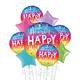 Rainbow Hip Hip Hooray Happy Birthday Deluxe Balloon Bouquet, 9pc