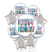 Prismatic Rainbow Happy Birthday Deluxe Balloon Bouquet, 9pc