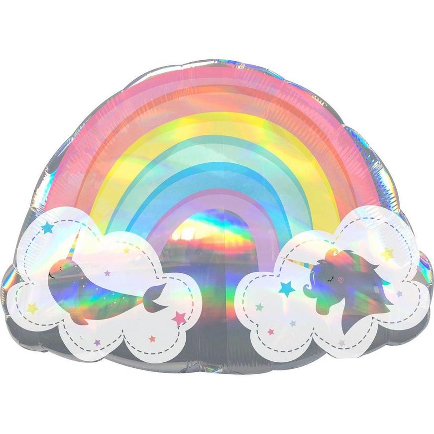 Iridescent Magical Rainbow Deluxe Balloon Bouquet, 9pc