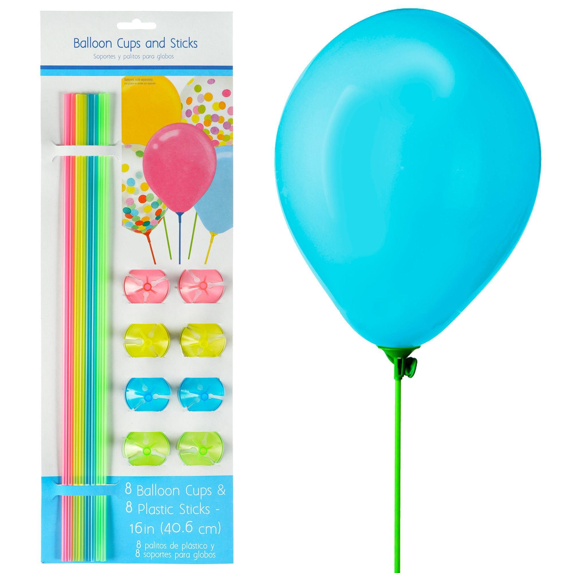 Multicolor Balloon Cups & Sticks, 8ct