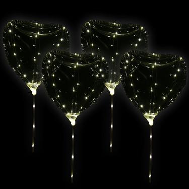 LED Light-Up Clear Heart Balloons, 11in, 4ct - Crystal Clearz