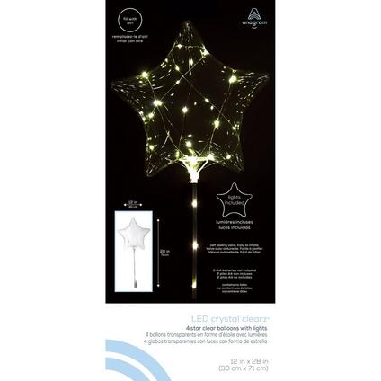 LED Light-Up Clear Star Balloons, 11in, 4ct - Crystal Clearz