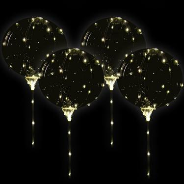 LED Light-Up Clear Balloons, 11in, 4ct - Crystal Clearz