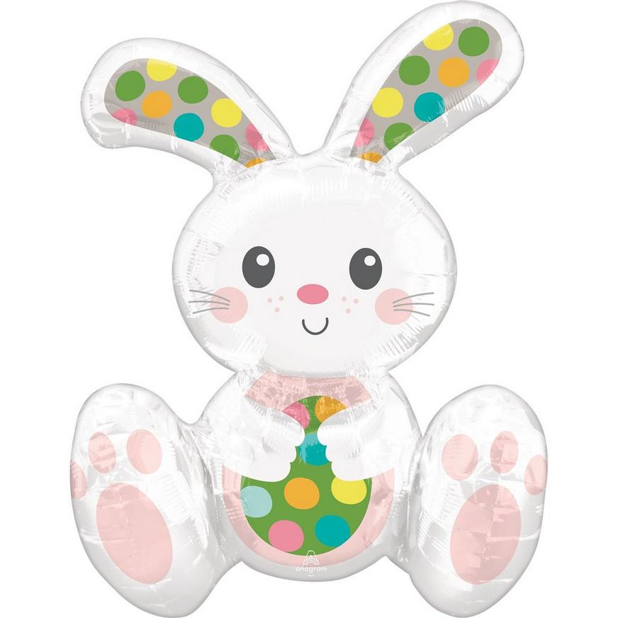 Air-Filled Sitting Easter Bunny Foil Balloon, 15in x 20in