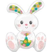Air-Filled Sitting Spotted Easter Bunny-Shaped Foil Balloon, 15in x 20in