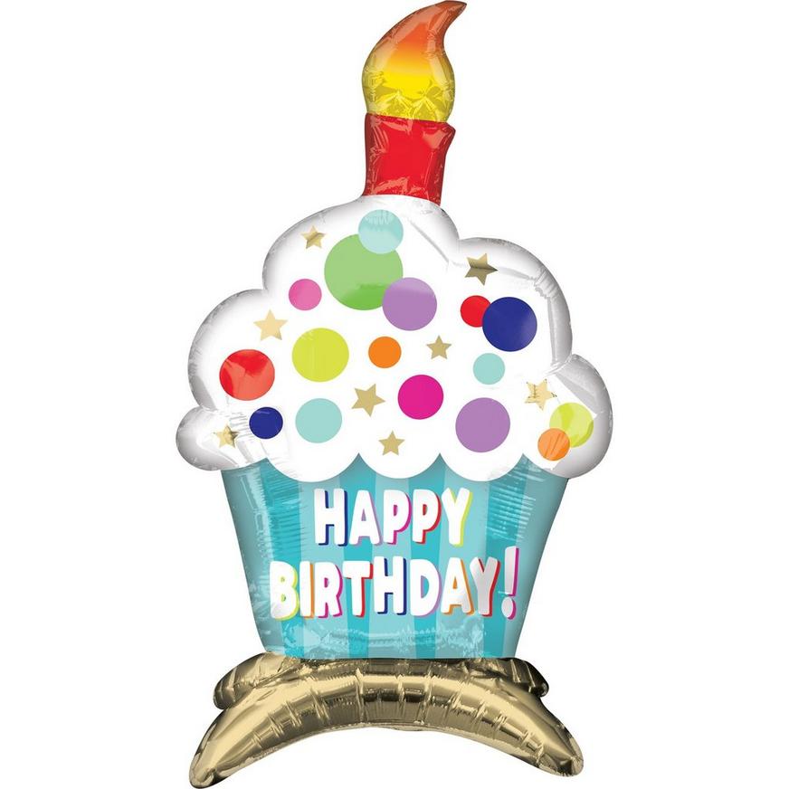 Air-Filled Sitting Birthday Cupcake Balloon, 23in