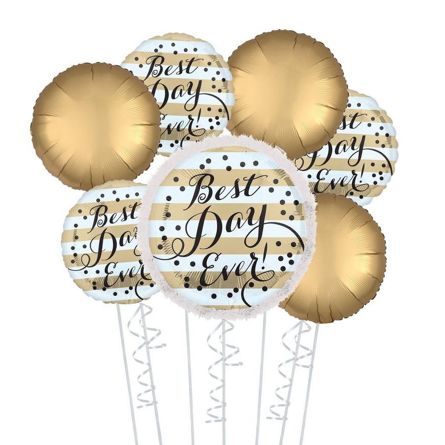 Sparkling Gold Deluxe Wedding Balloon Bouquet, 7pc