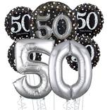Sparkling Celebration 50th Birthday Deluxe Balloon Bouquet, 7pc