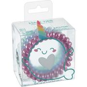 Narwhal Multicolor Coil Hair Ties, 3ct