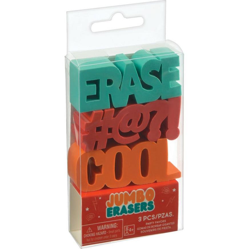 Erase, #@?! & Cool Jumbo Word Erasers, 3pc
