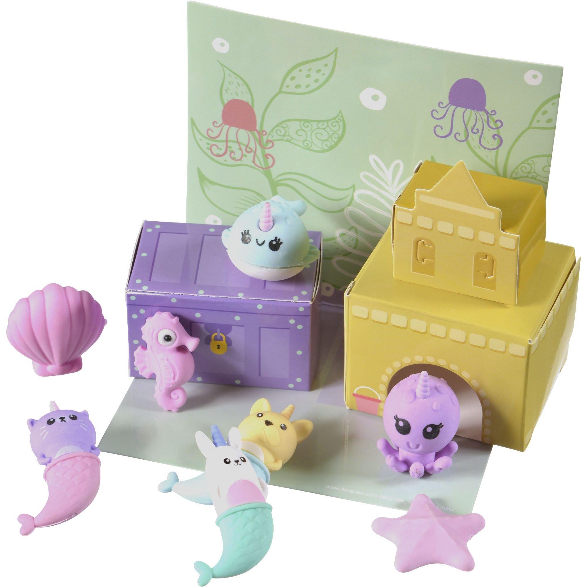 3D Under the Sea Eraser Playset, 9pc Party City