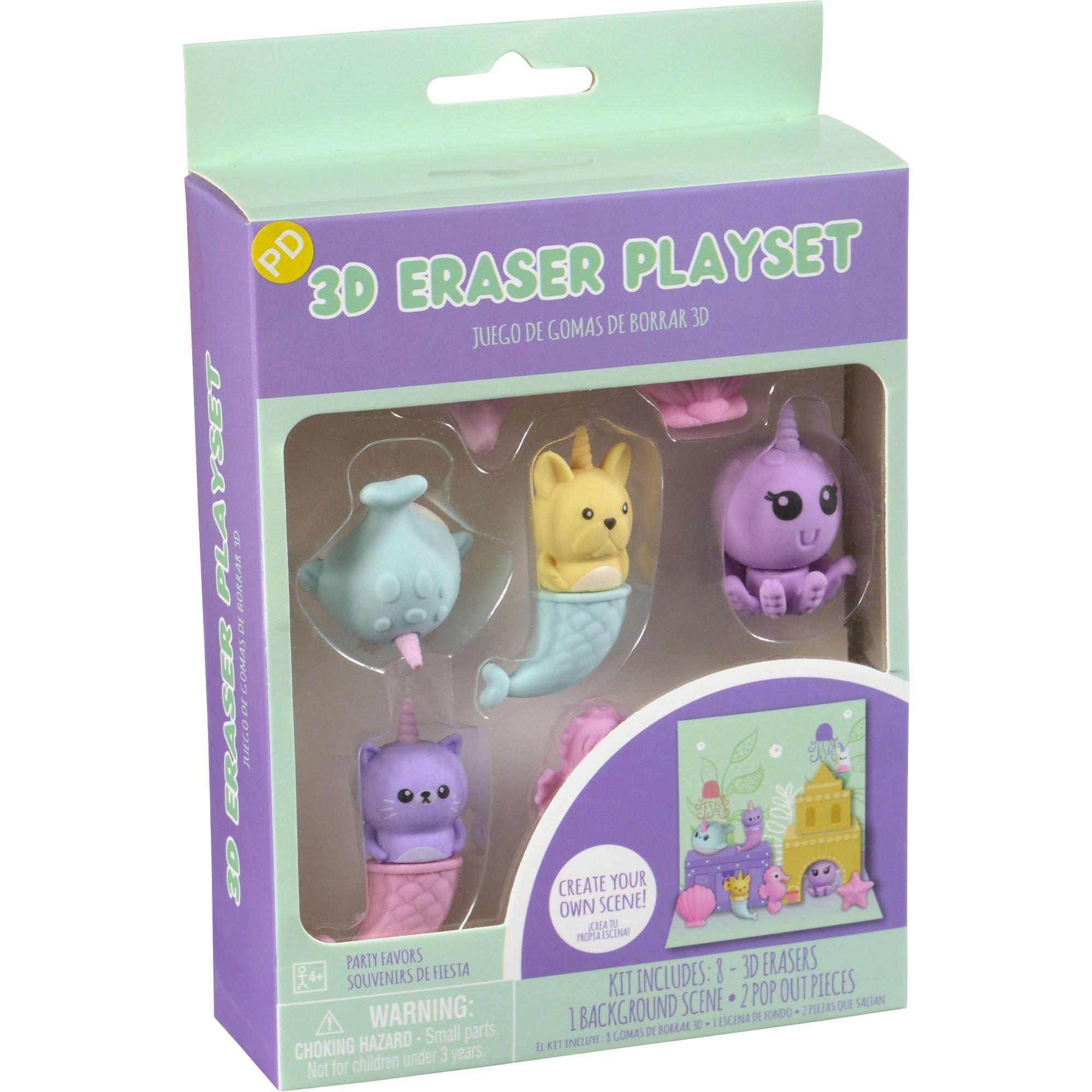 3D Under the Sea Eraser Playset, 9pc Party City