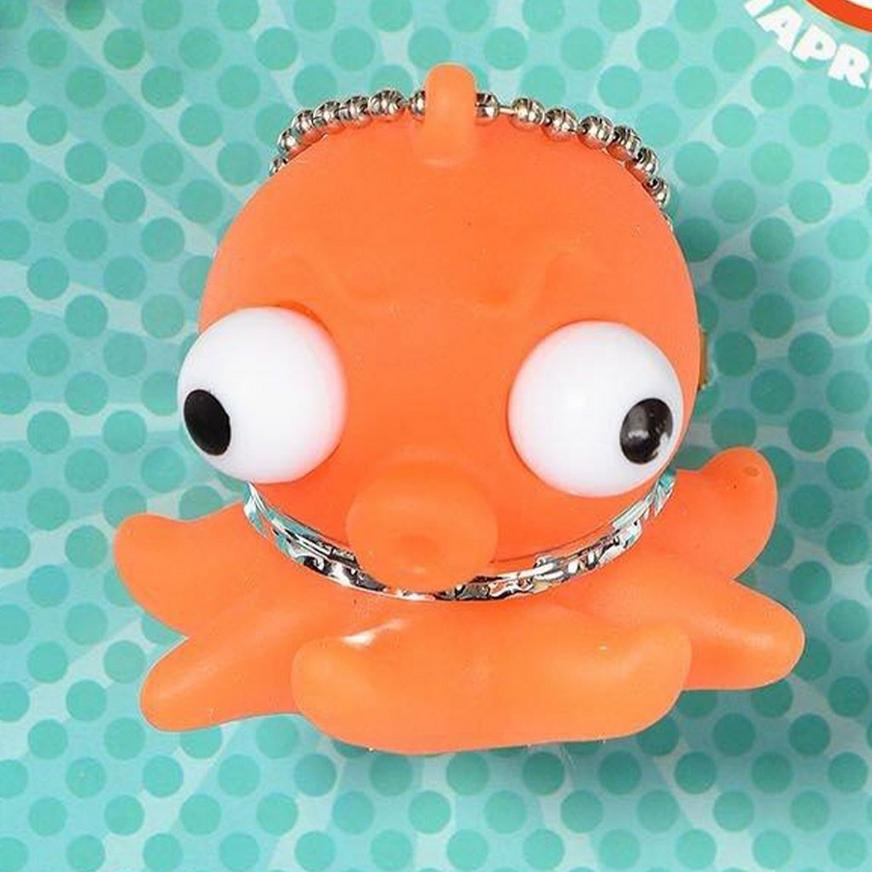 Animal Eye Popperz Plastic Squeeze Toy Keychain, 1.5in - Octopus or Penguin
