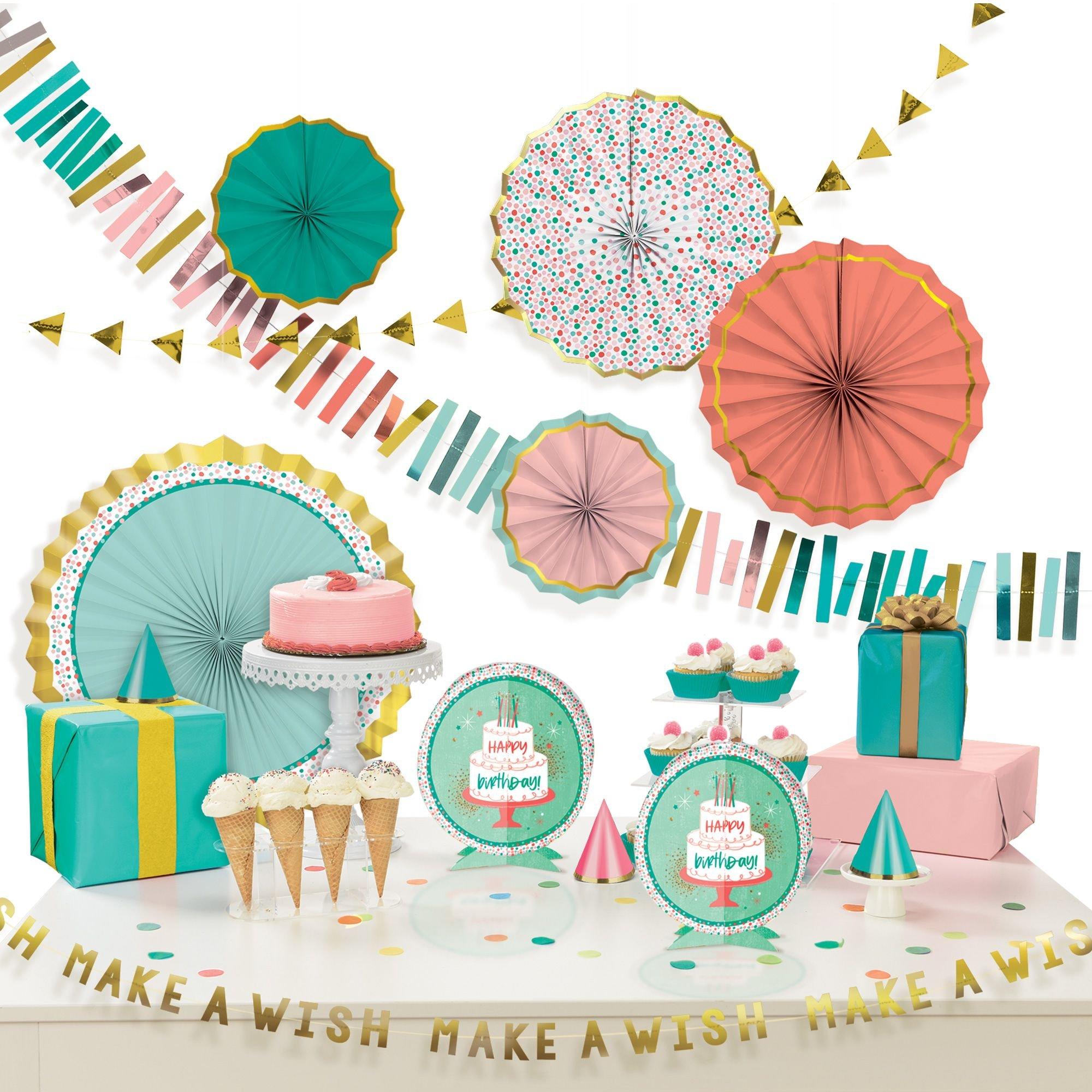 Metallic Happy Cake Day Birthday Room Decorating Kit 10pc | Party City