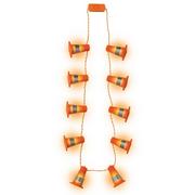 Light-Up Old Zone Traffic Cone Plastic Necklace, 30in