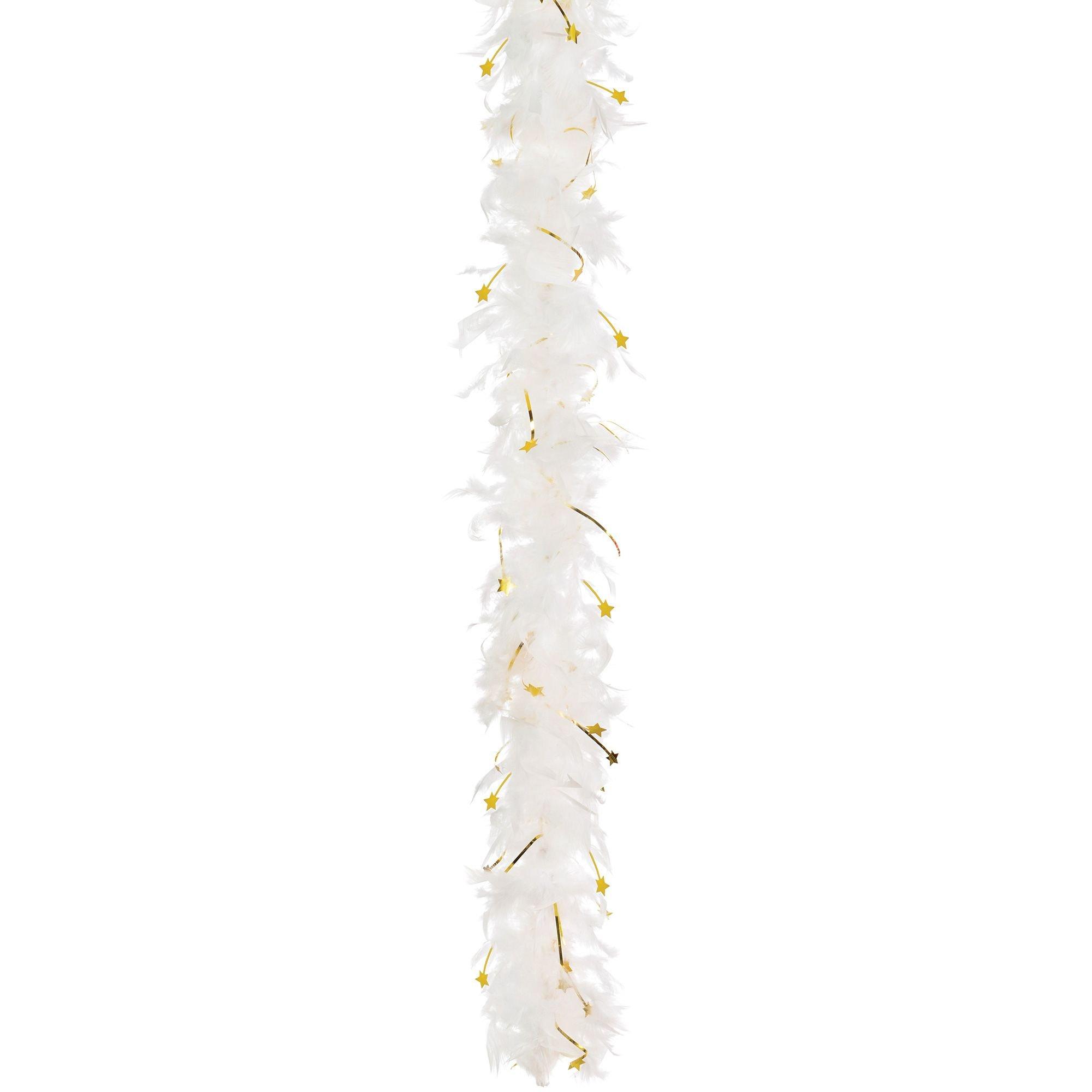 HAYES SPECIALTIES White Feather boa with Silver Tinsel