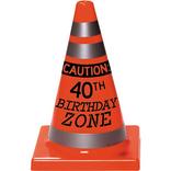 40th Birthday Safety Cone Plastic Decoration, 4.5in x 6.5in