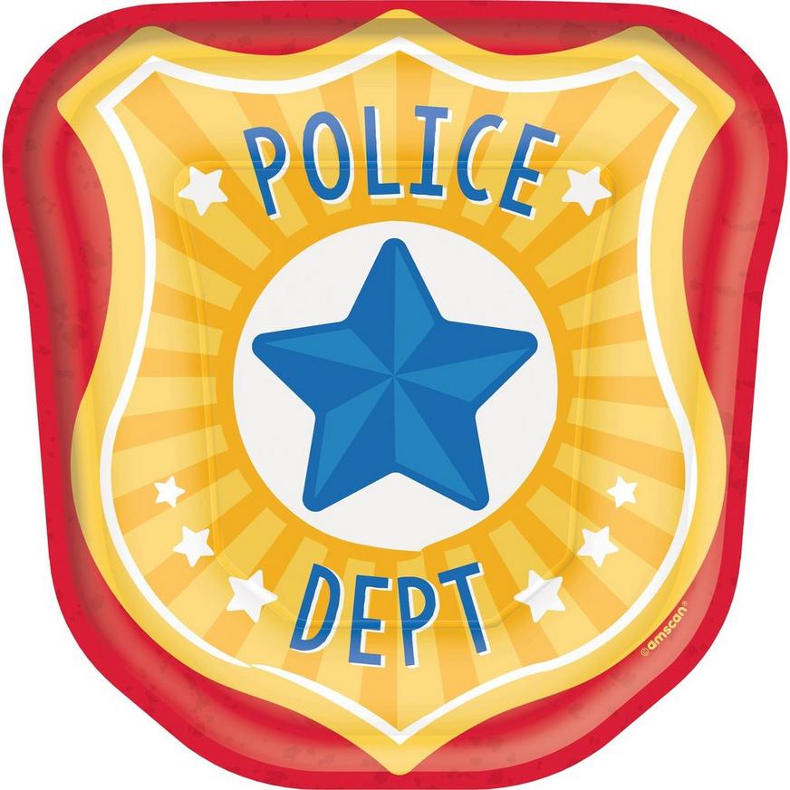 Police Badge Shaped Paper Dessert Plates, 7in, 8ct - First Responders