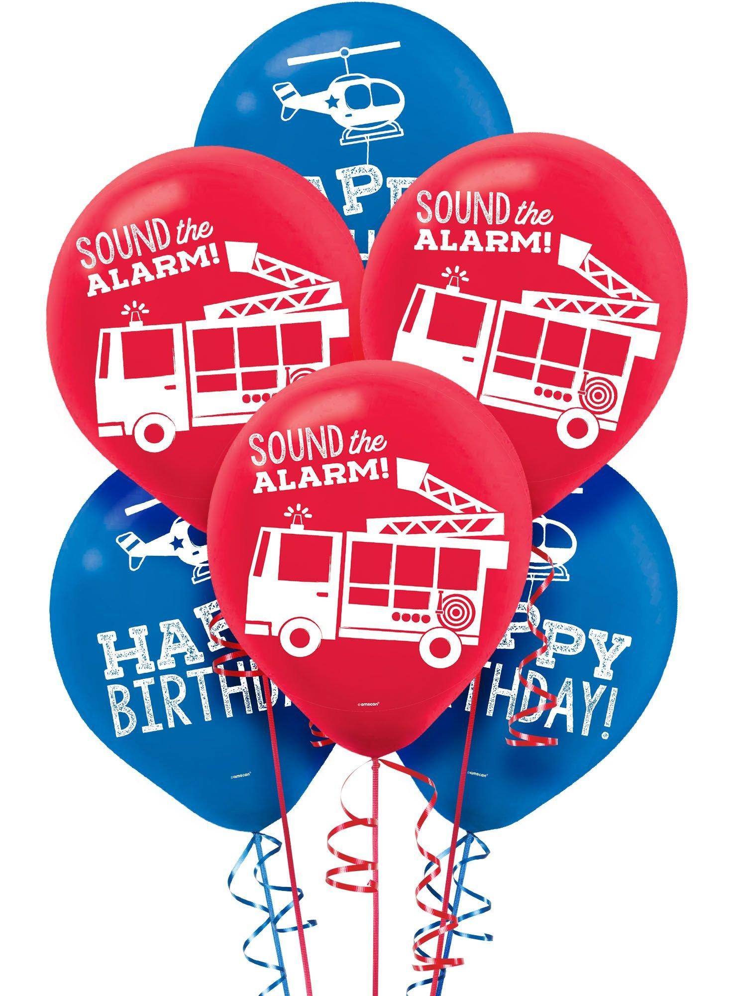 6ct, 12in, First Responders Birthday Latex Balloons