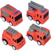 Pull Back Fire Trucks, 4ct - First Responders