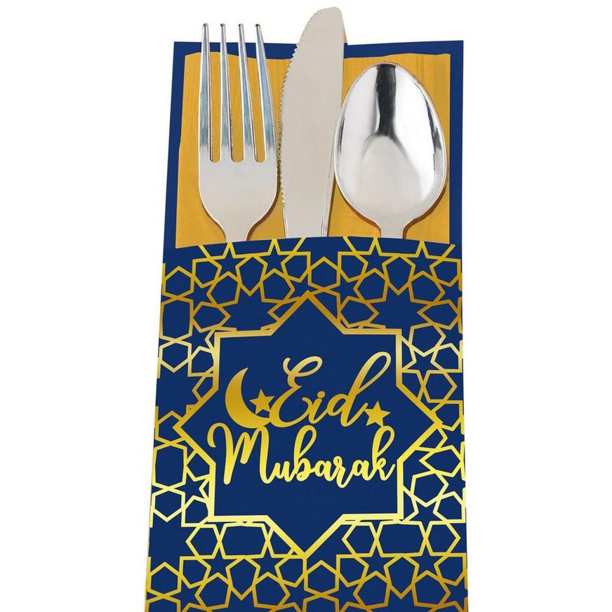 Eid Mubarak Paper Cutlery Sleeves, 12ct