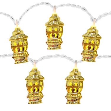 Gold Star & Crescent Fanous Lantern String Lights, 65in