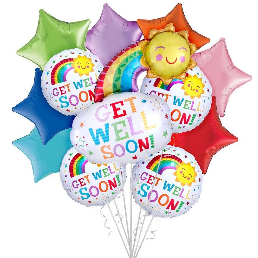 een miljoen etiquette labyrint Rainbows & Sunshine Get Well Soon Balloon Bouquet, 12pc | Party City