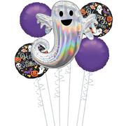 Glowing Ghost Happy Halloween Balloon Bouquet, 5pc