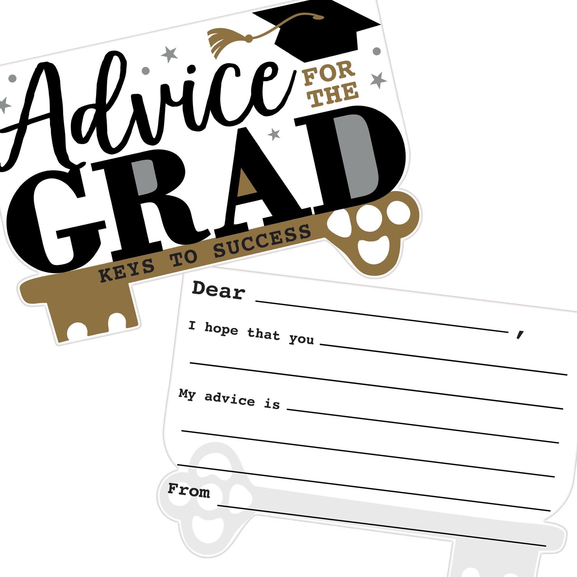 Keys to Success Graduation Advice Cards, 4.75in x 3.5in, 24ct Party City