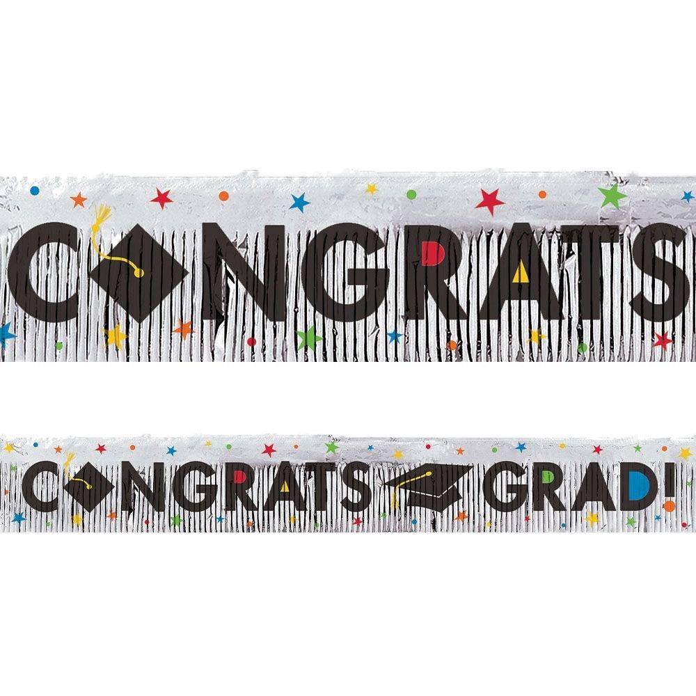 Multicolor Congrats Grad Foil Fringe Banner