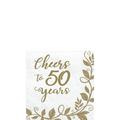 Gold 50th Anniversary Paper Beverage Napkins, 5in, 16ct
