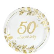 Metallic Gold Happy 50th Anniversary Paper Dessert Plates, 7in, 8ct