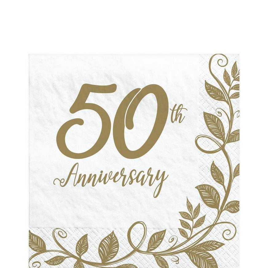 Gold 50th Anniversary Paper Lunch Napkins, 6.5in, 16ct