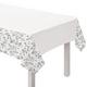 Silver & White 25th Anniversary Plastic Table Cover, 54in x 102in