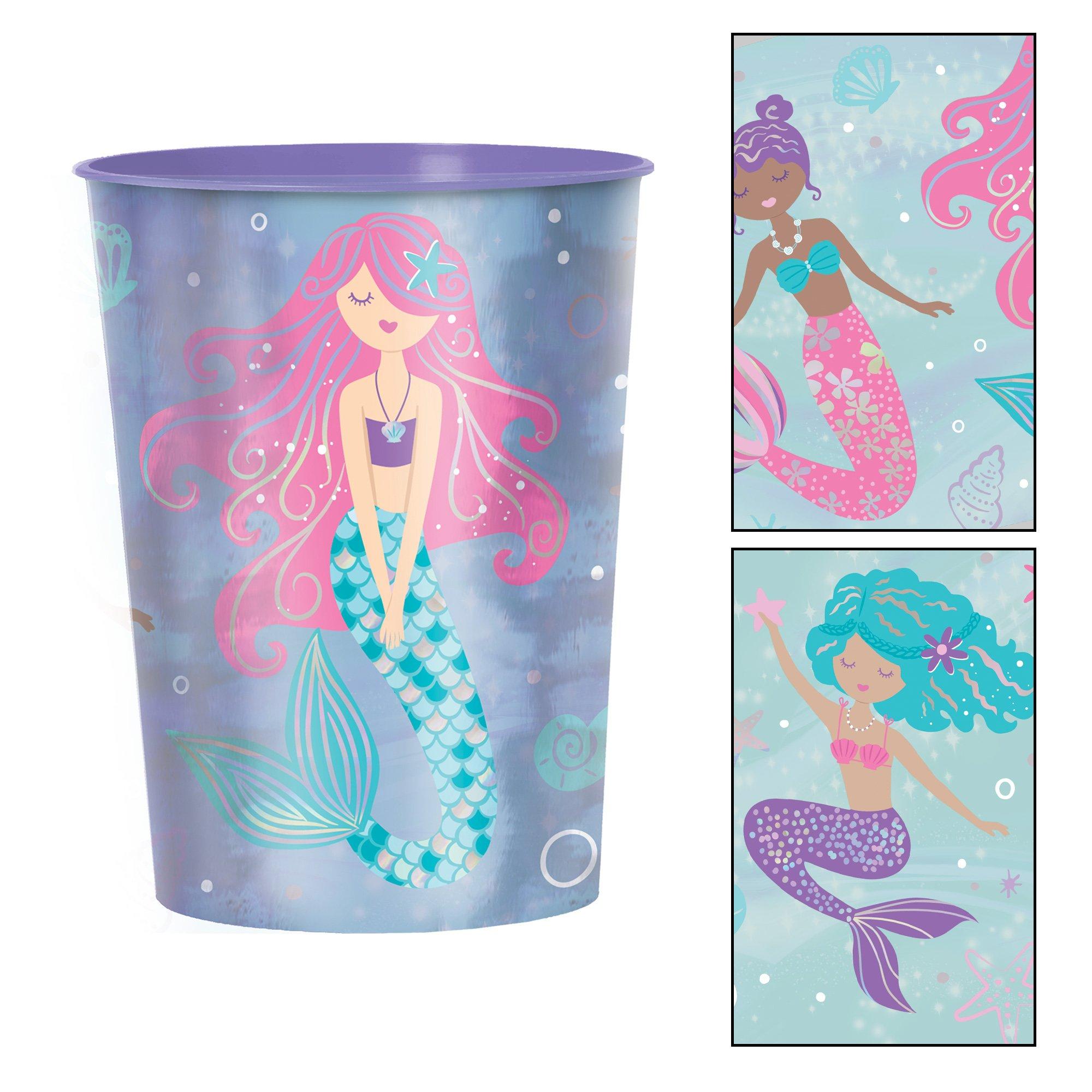 Metallic Shimmering Mermaids Plastic Favor Cup, 16oz