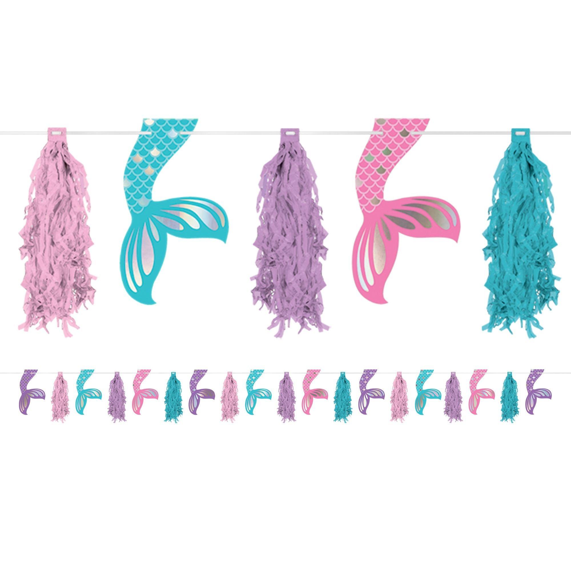 Iridescent Tassel Garland with Poms - Party Decor - 1 Piece