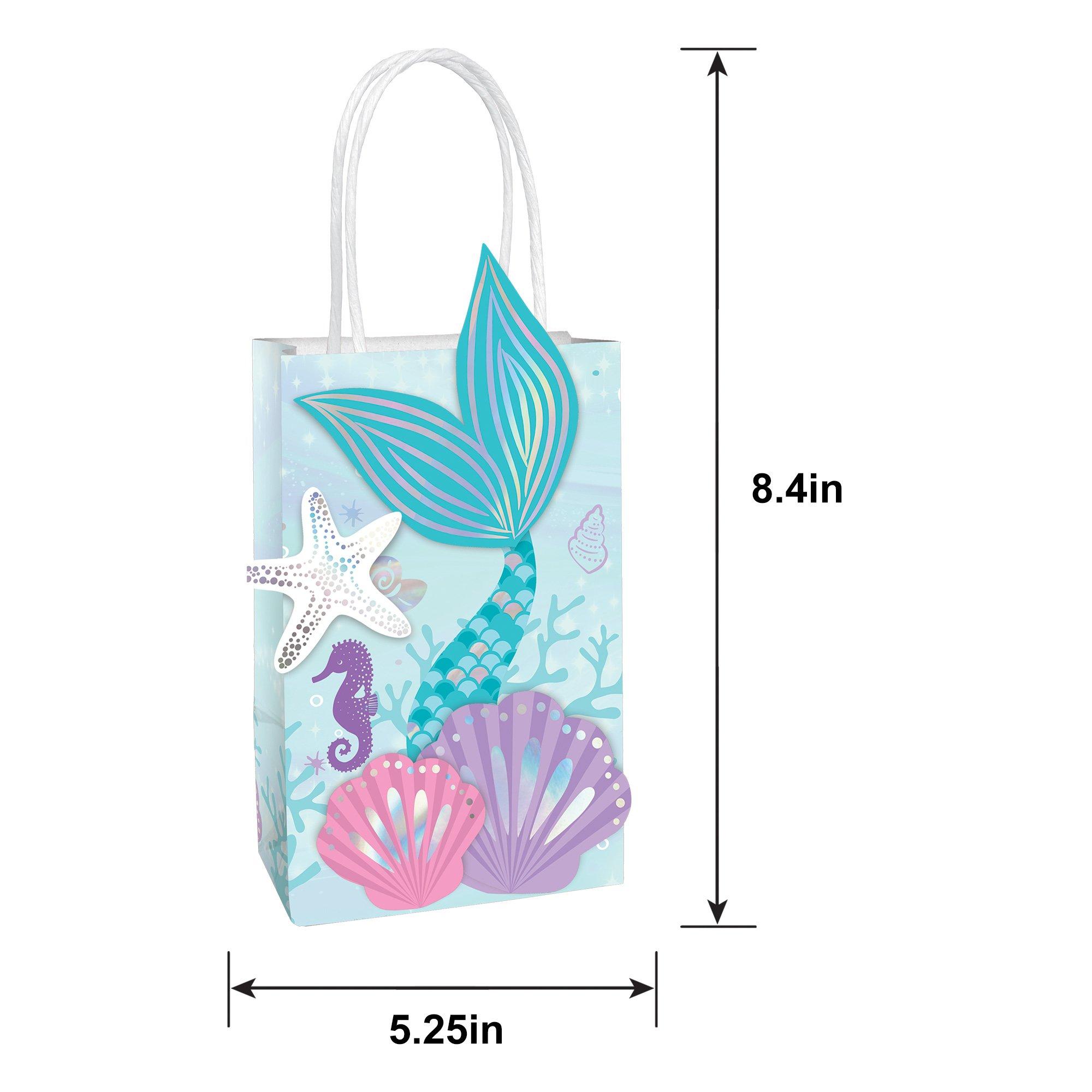 Iridescent Shimmering Mermaids Create Your Own Kraft Favor Bag Kit, 5.25in x 8.4in, 8ct