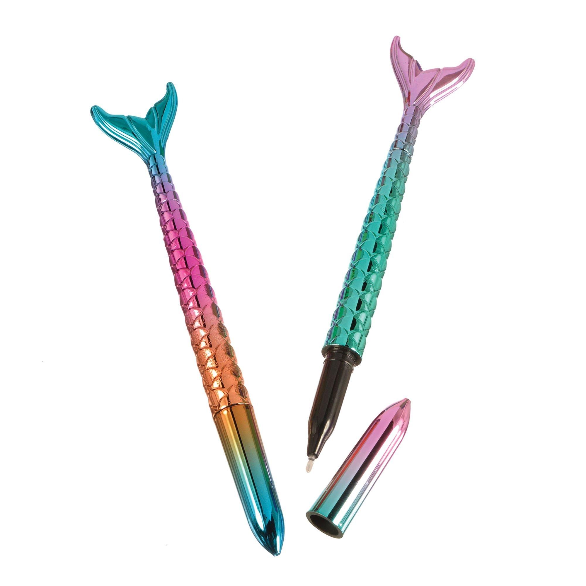 6 Pack Cute Refillable Mermaid Pen Case, Fish Pen Set Creative Mermaid Pen  for Mermaid Party Supplies
