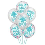 Shimmering Mermaids Confetti Latex Balloons, 12in, 6ct