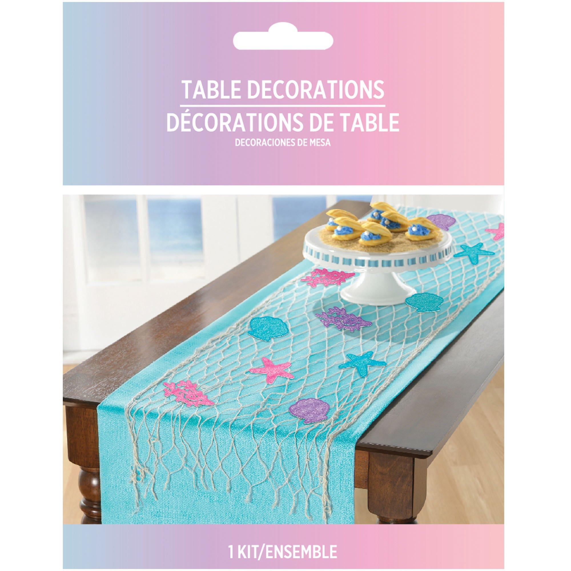 Glitter Shimmering Mermaids Fishnet Table Runner Decorating Kit