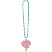 Glitter Shimmering Mermaids Seashell Pendant Plastic Bead Necklace, 17in