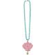 Glitter Shimmering Mermaids Seashell Pendant Plastic Bead Necklace, 17in