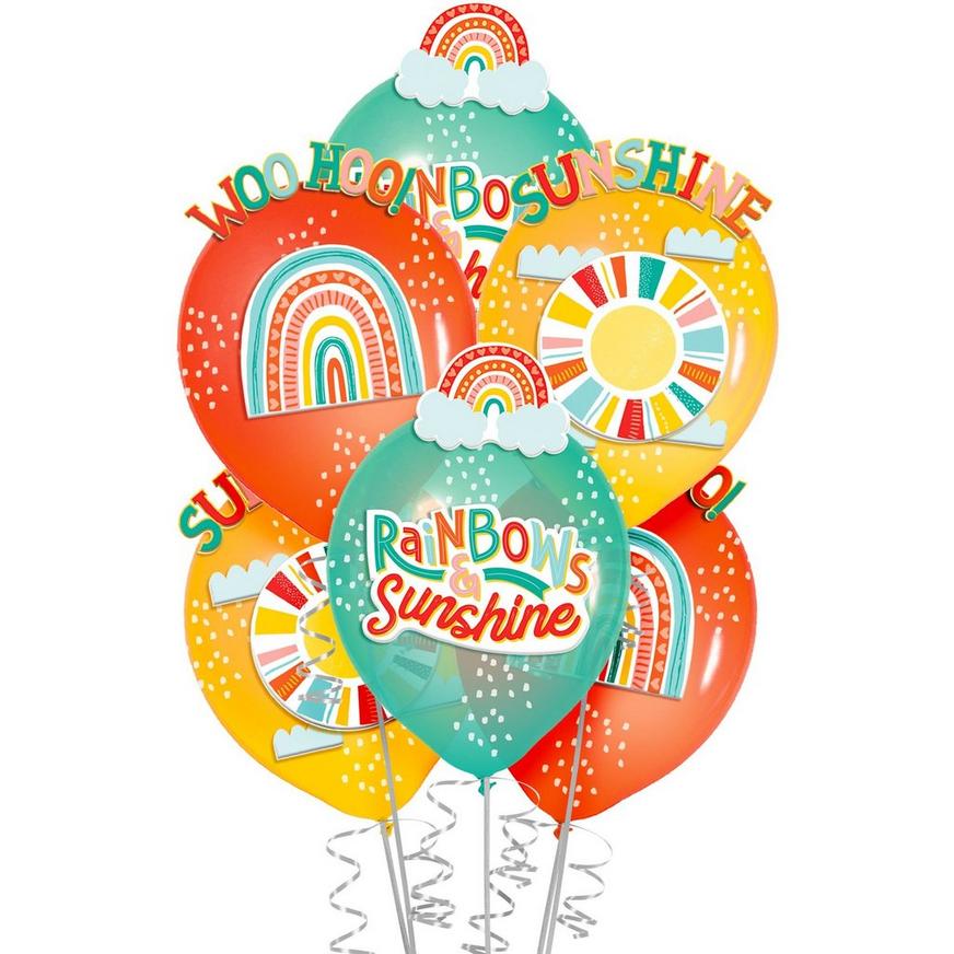 6ct, Retro Rainbow Latex Balloon Decorating Kit