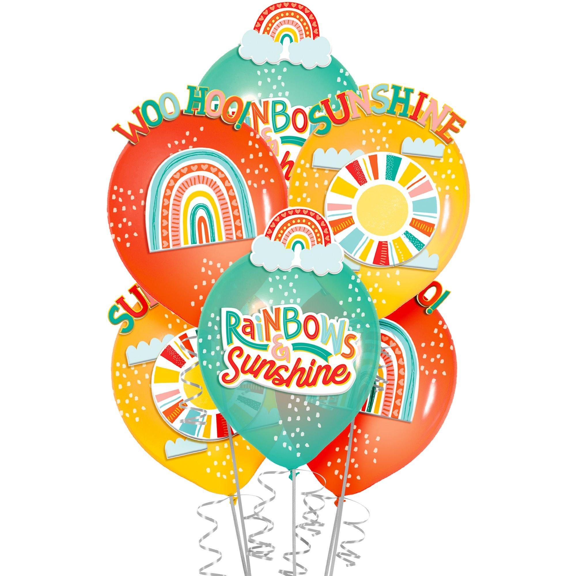 6ct, Retro Rainbow Latex Balloon Decorating Kit