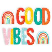 Good Vibes Plastic Letter Yard Sign Set - Retro Rainbow
